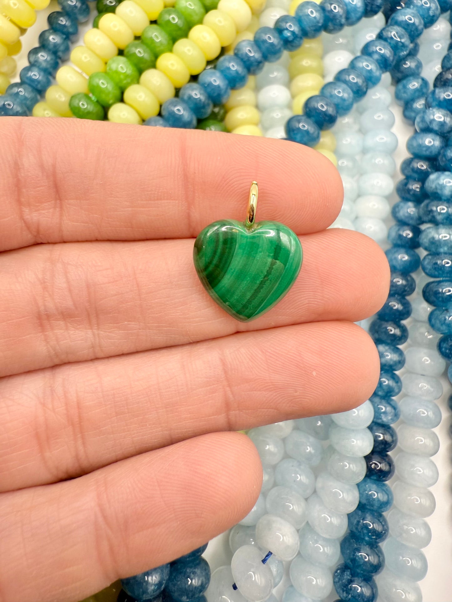 mini malachite heart charm
