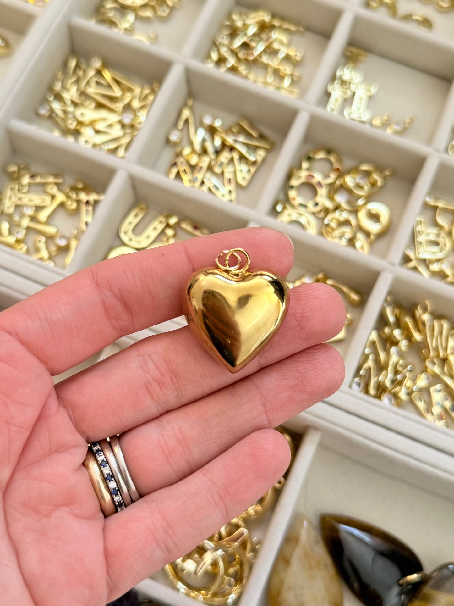 puffy gold heart charm