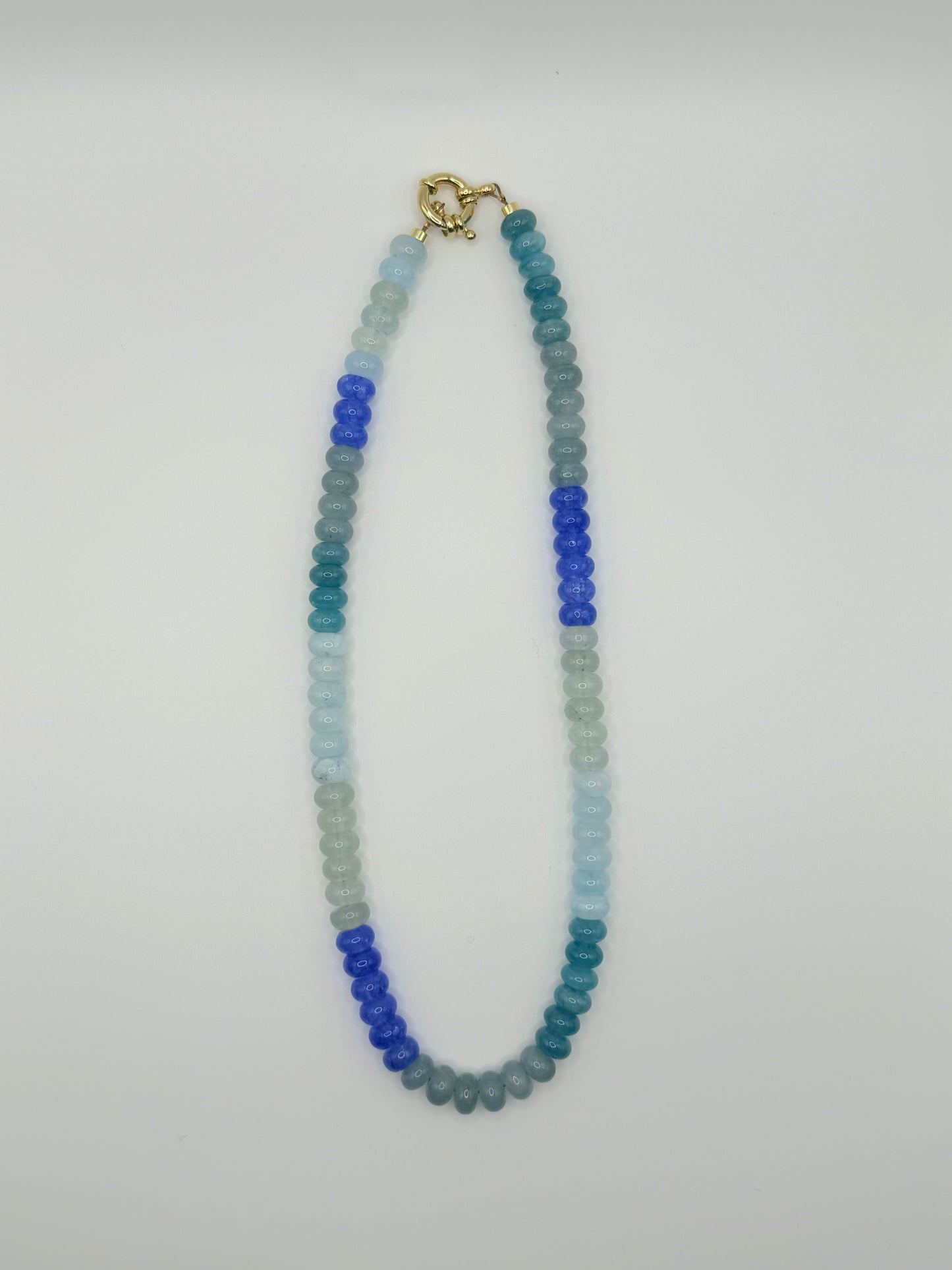 Eye-catching colorblock beaded necklace featuring a combination of bright hues, perfect for layering or wearing solo.