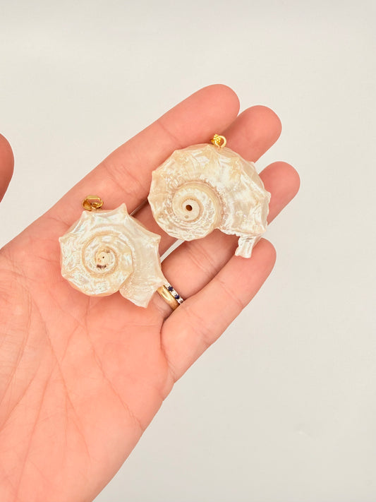pearl spiral shell charm